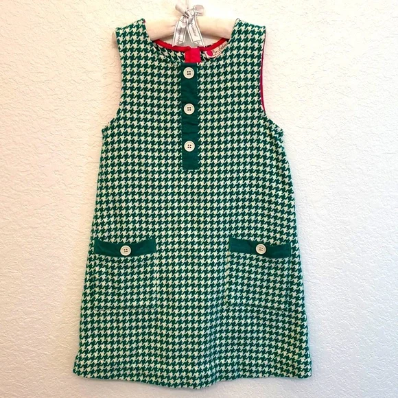 green emerald velvet dress Green Tweed Ring Front Pinafore Dress